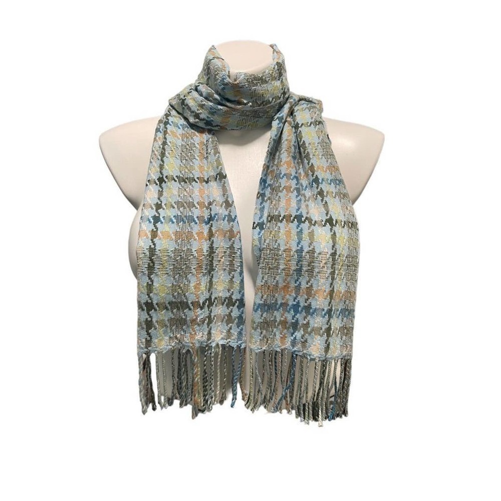 Blue Plaid Long Fringed Scarf Soft Versatile‎ Unisex